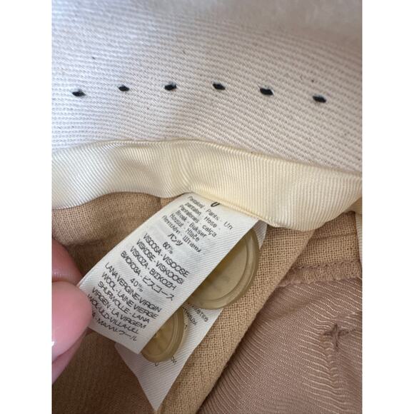 forte_ forte Italian Wool Blend Straight Leg Trouser Pants - Beige, US 0 - Picture 6 of 6